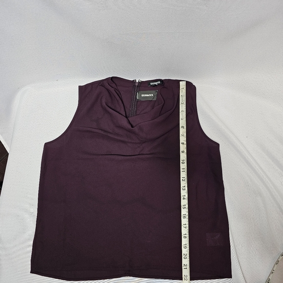 NWT Express Draped Neck Sleeveless Blouse - Deep Plum | Size M - Picture 6 of 8